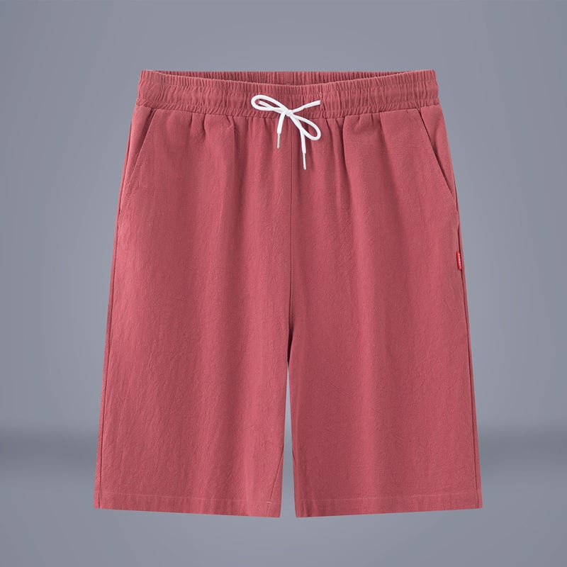 Мъжки памучни къси панталони – летни, свободна кройка, права линия, средна талия, тънки и дишащи, китайски стил