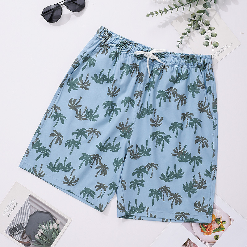 Мъжки принтови къси панталони за плаж, бързосъхнещи, 100% полиестер, плетени, летни