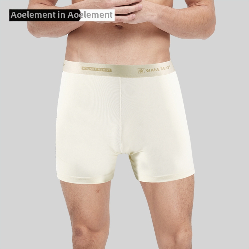 Мъжки боксерки, дишащ полиестер, плетени, със средна талия, едноцветен десен (Дишащи; Полиестер; Плетени; Средна талия; Едноцветен десен)