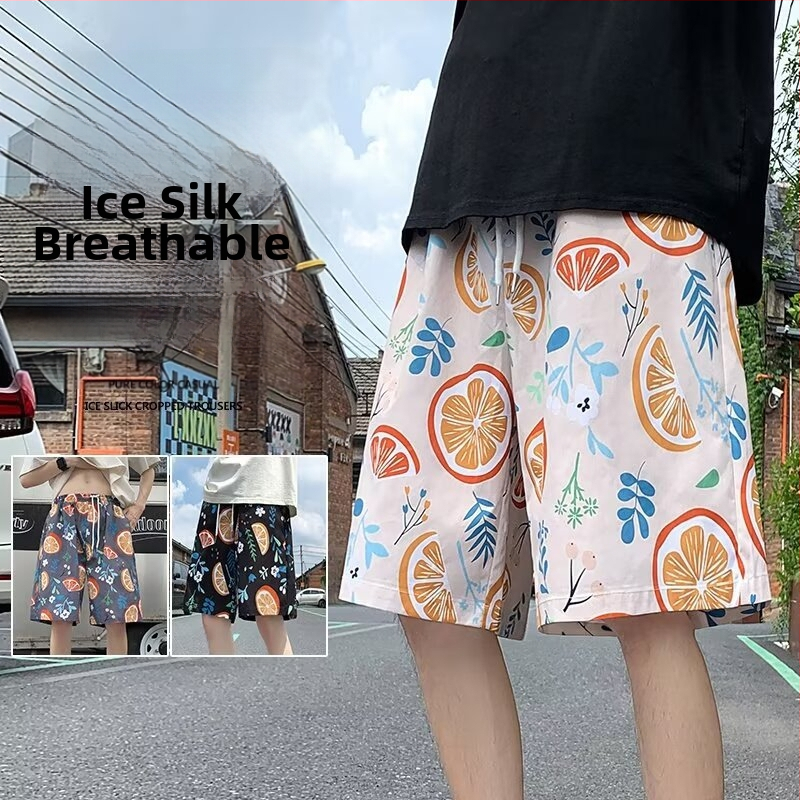 Paplūdimio šortai — gatvės stiliaus, dryžuotas raštas, triušio kailio audinys, mikroelastinis