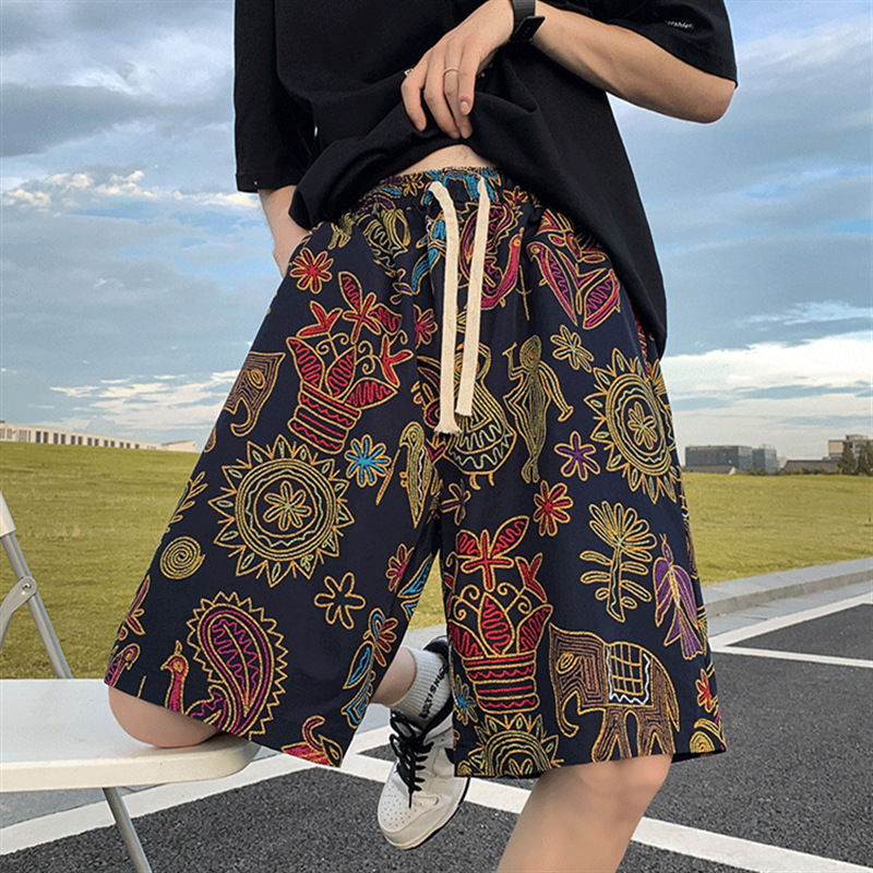 Paplūdimio šortai — gatvės stiliaus, dryžuotas raštas, triušio kailio audinys, mikroelastinis