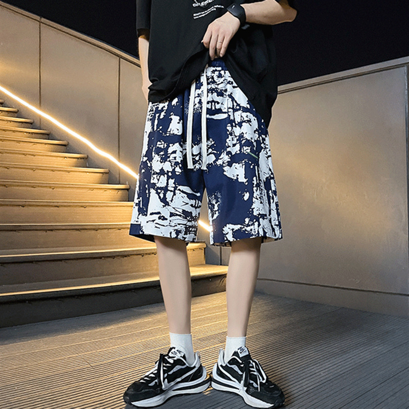 Paplūdimio šortai — gatvės stiliaus, dryžuotas raštas, triušio kailio audinys, mikroelastinis