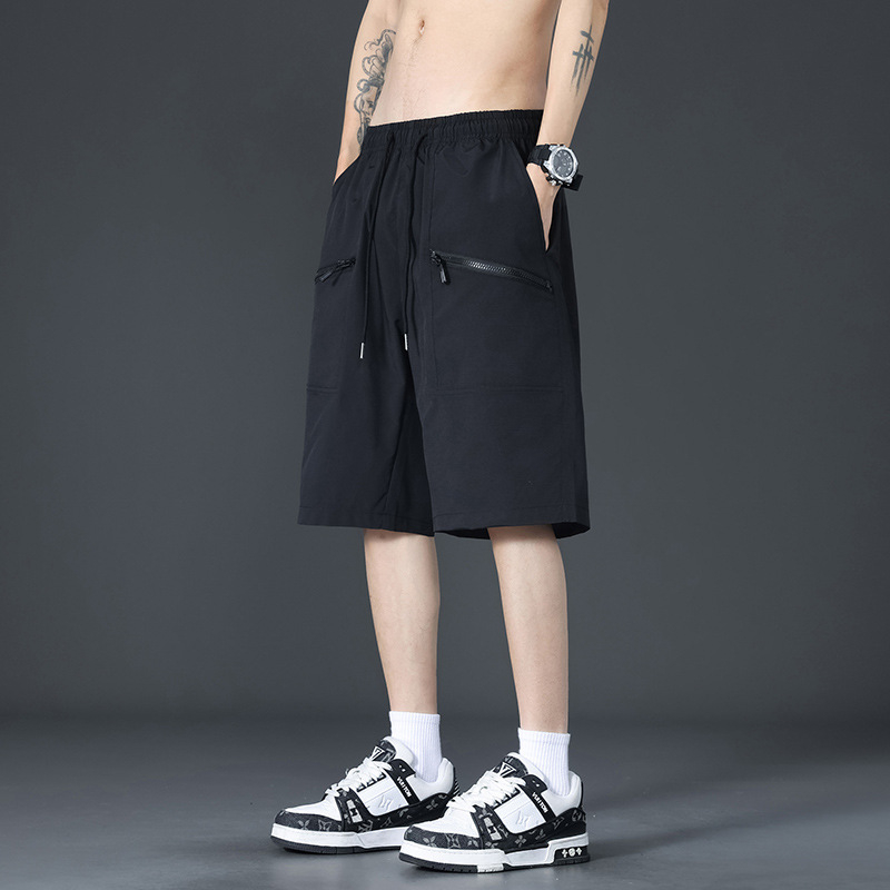 Къси панталони за работа - свободна кройка, средна талия, полиестер, тричаста мрежеста материя, множество джобове