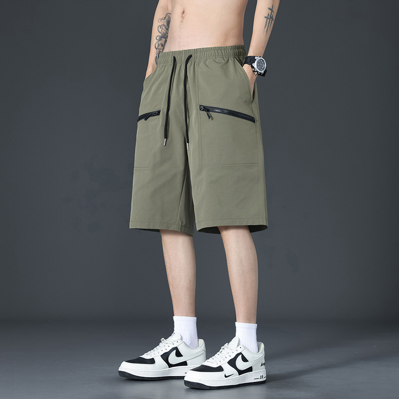 Къси панталони за работа - свободна кройка, средна талия, полиестер, тричаста мрежеста материя, множество джобове