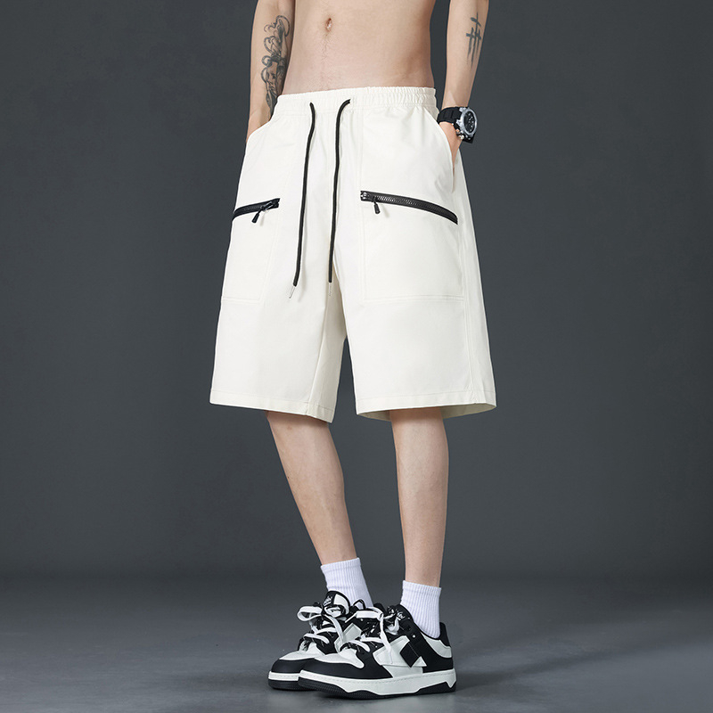 Къси панталони за работа - свободна кройка, средна талия, полиестер, тричаста мрежеста материя, множество джобове