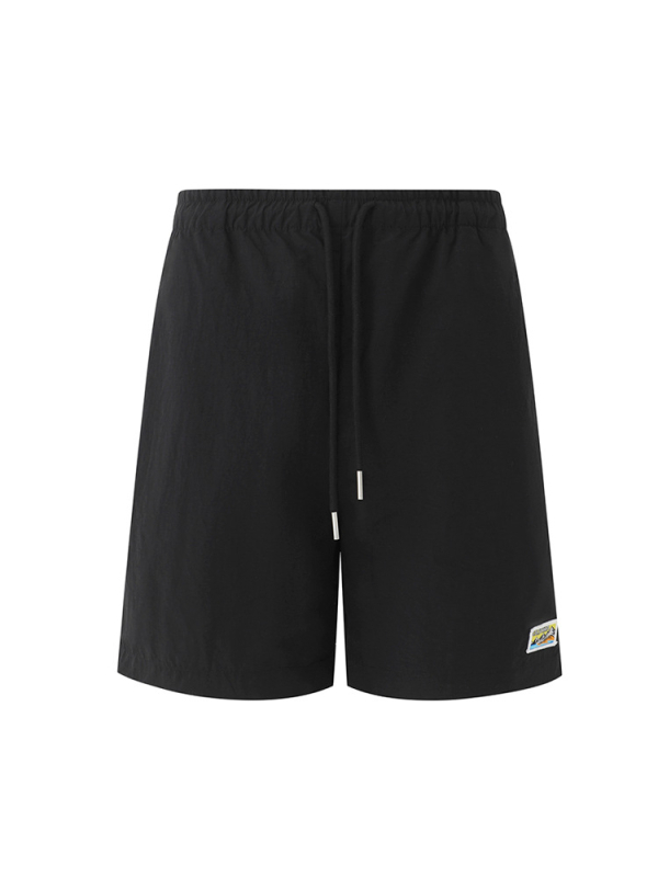 Vīriešu brīvā piegriezuma sporta šorti, vidukļa līmenis ar jostu, neilona audums, vienkrāsains, vasaras sezonai