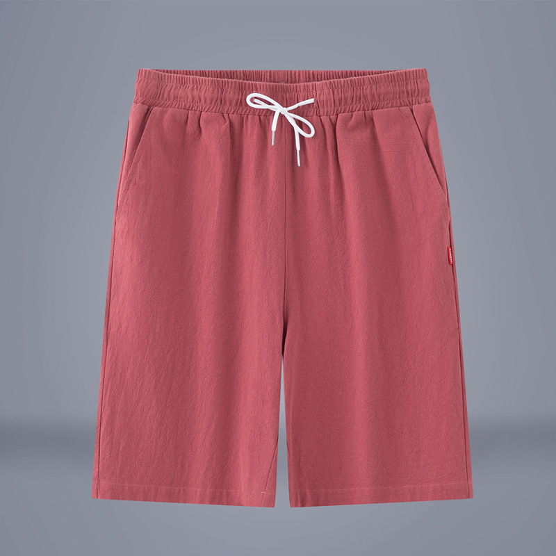 Мъжки къси панталони от 100% памук, средна дължина, права кройка, дишащи, с връзка за затваряне