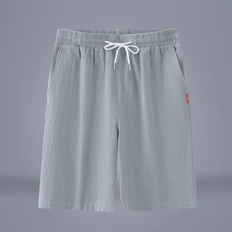 Мъжки къси панталони от 100% памук, средна дължина, права кройка, дишащи, с връзка за затваряне