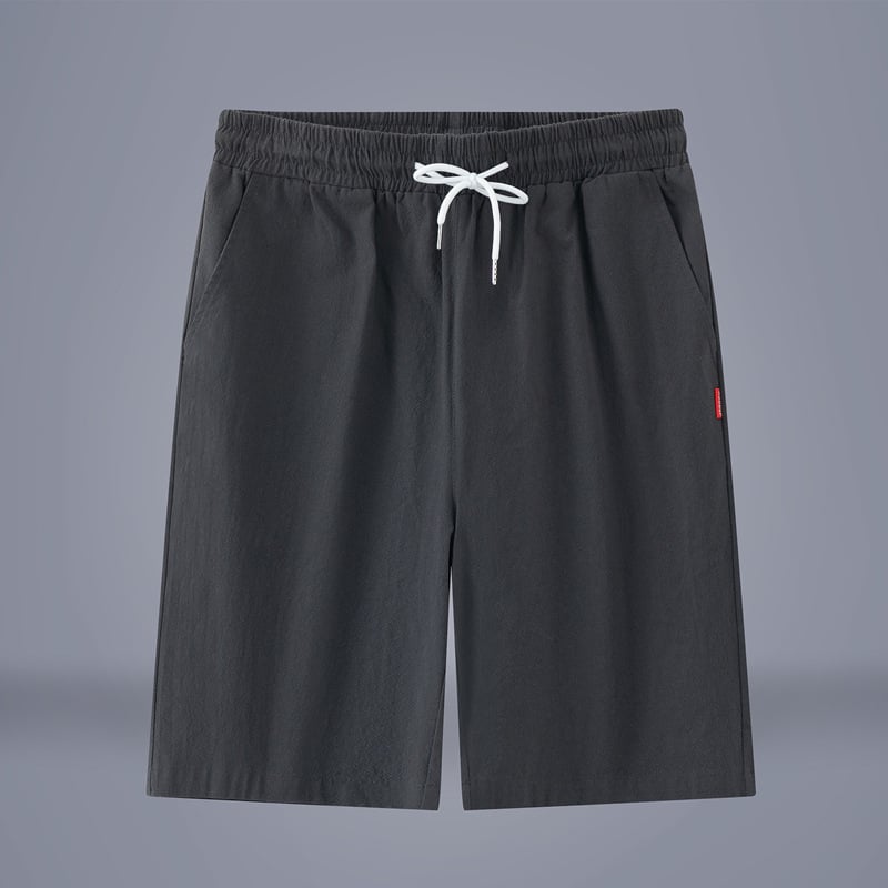 Мъжки къси панталони от 100% памук, средна дължина, права кройка, дишащи, с връзка за затваряне