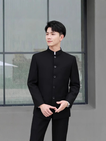 Мъжко яке в китайски стил с мандаринова яка (полиестер; пролет-есен; за млади мъже; пуснато през пролетта на 2025 г.)