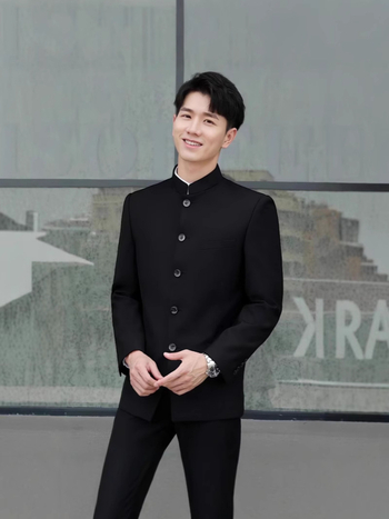 Мъжко яке в китайски стил с мандаринова яка (полиестер; пролет-есен; за млади мъже; пуснато през пролетта на 2025 г.)