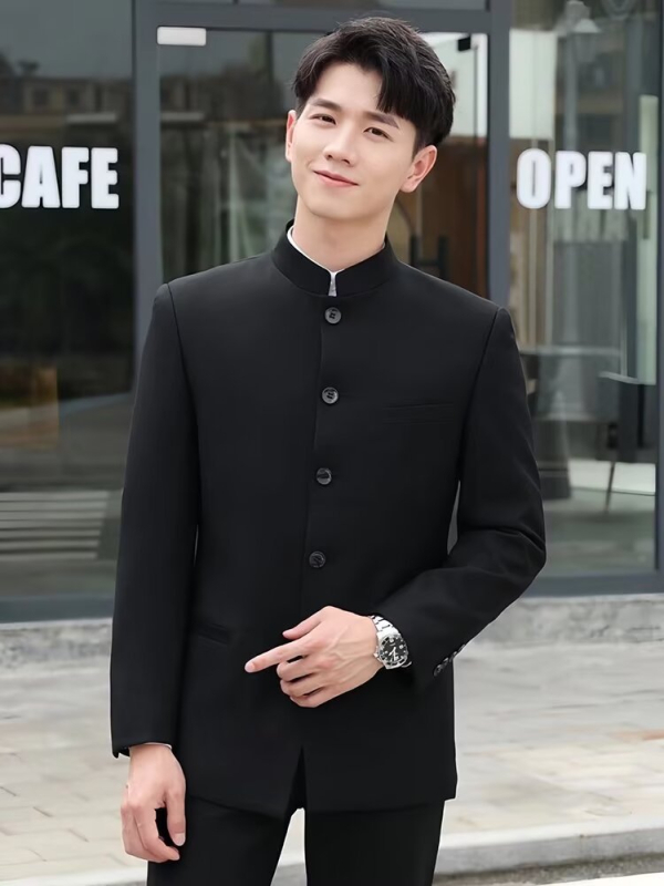 Мъжко яке в китайски стил с мандаринова яка (полиестер; пролет-есен; за млади мъже; пуснато през пролетта на 2025 г.)