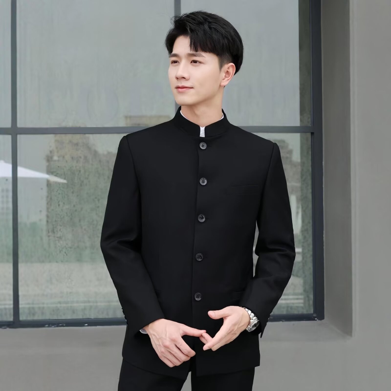 Мъжко яке в китайски стил с мандаринова яка (полиестер; пролет-есен; за млади мъже; пуснато през пролетта на 2025 г.)
