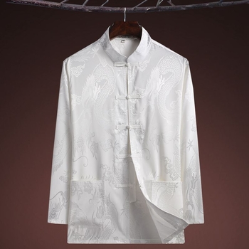 Танг костюм с драконов мотив, свободна кройка, плат corduroy с пух от заек, без гладене, зима 2024