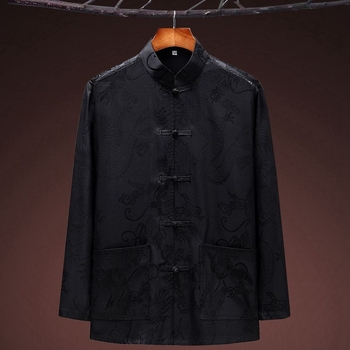 Танг костюм с драконов мотив, свободна кройка, плат corduroy с пух от заек, без гладене, зима 2024