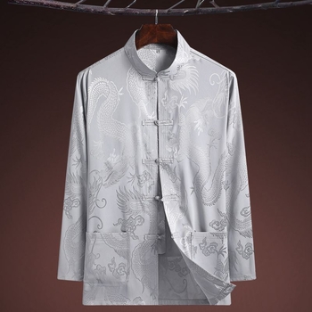 Танг костюм с драконов мотив, свободна кройка, плат corduroy с пух от заек, без гладене, зима 2024