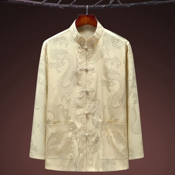 Танг костюм с драконов мотив, свободна кройка, плат corduroy с пух от заек, без гладене, зима 2024