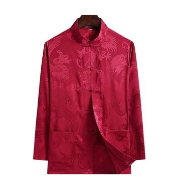 Танг костюм с драконов мотив, свободна кройка, плат corduroy с пух от заек, без гладене, зима 2024