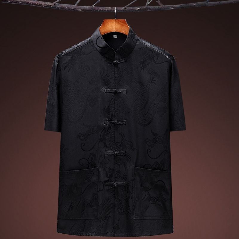 Танг костюм с драконов мотив, свободна кройка, плат corduroy с пух от заек, без гладене, зима 2024