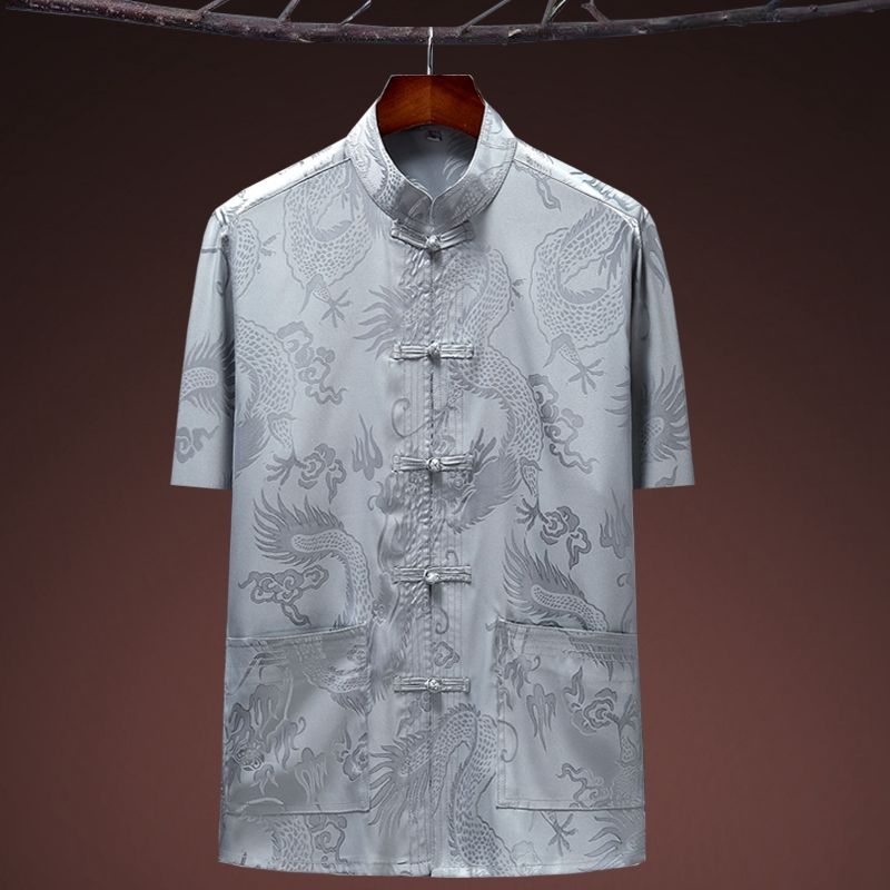 Танг костюм с драконов мотив, свободна кройка, плат corduroy с пух от заек, без гладене, зима 2024