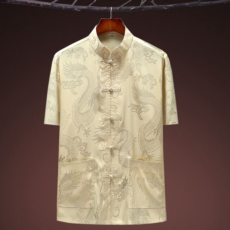 Танг костюм с драконов мотив, свободна кройка, плат corduroy с пух от заек, без гладене, зима 2024