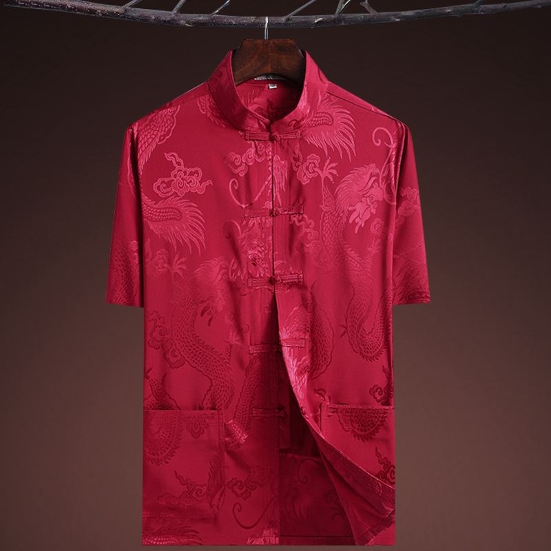 Танг костюм с драконов мотив, свободна кройка, плат corduroy с пух от заек, без гладене, зима 2024