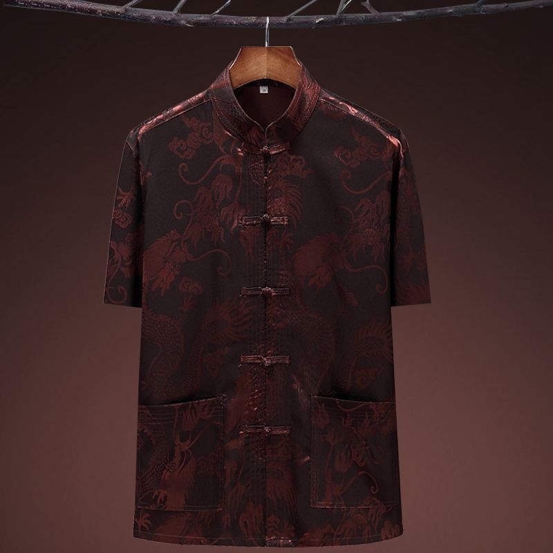 Танг костюм с драконов мотив, свободна кройка, плат corduroy с пух от заек, без гладене, зима 2024