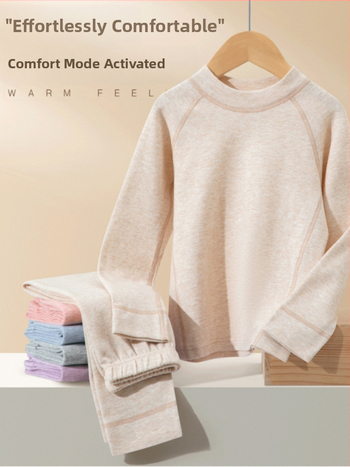 Vaikų terminiai apatinių komplektas dviejų dalių, unisex, 95,8% medvilnė, 4,2% elastanas, švelnus apdaila, tinkamas žiemai, pavasariui ir rudeniui