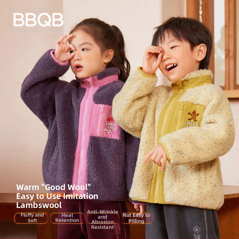 Detské zimné sako so stojacim golierom, zipsom, hrubé tkaniny, karikatúrny vzor