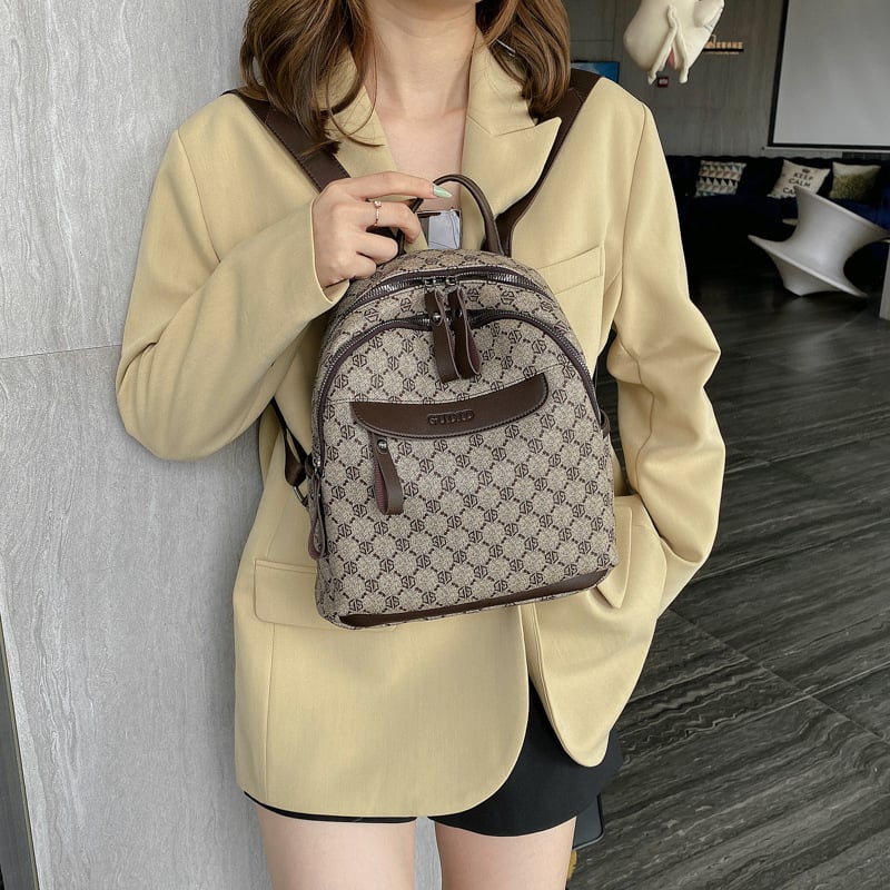 PU medžiagos kuprinė laisvalaikio kelionėms su užtrauktuku, poliesterio padas, vidinė kišenė telefonui, 2024 metų pavasario išleidimas