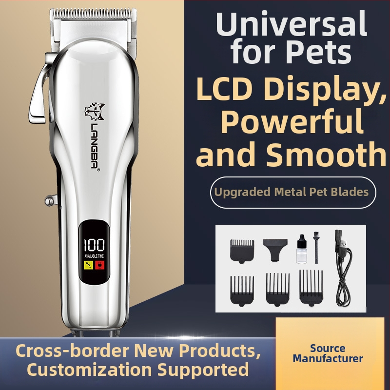 Elektriskais matu griešanas rīks mājdzīvniekiem ar 9C nerūsējoša tērauda nažiem, 390 motora, ABS korpuss, akumulatora indikators