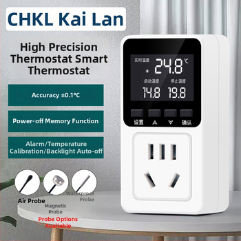 Išmanus termostatas su skaitmeniniu displejumi temperatūros valdymui — kištukinei lizdai šildymo katilams, akvariumams ir gyvūnams