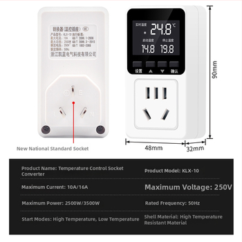 Išmanus termostatas su skaitmeniniu displejumi temperatūros valdymui — kištukinei lizdai šildymo katilams, akvariumams ir gyvūnams