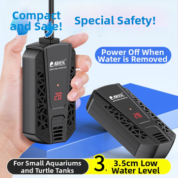 Vėžlių šildymo lazdelė su automatine temperatūros kontrole, apsauga nuo perkaitimo, apsauga nuo džiūvimo, skirta mažiems akvariumams