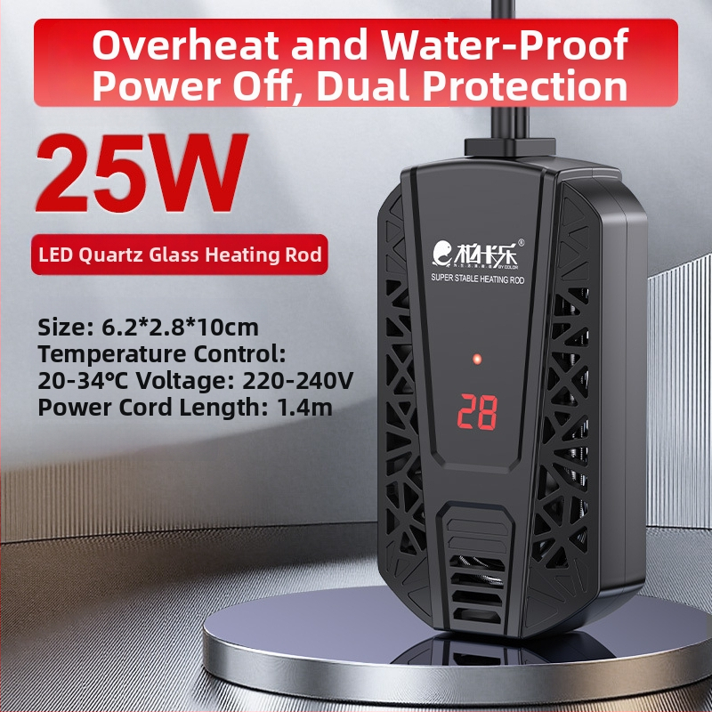 Vėžlių šildymo lazdelė su automatine temperatūros kontrole, apsauga nuo perkaitimo, apsauga nuo džiūvimo, skirta mažiems akvariumams