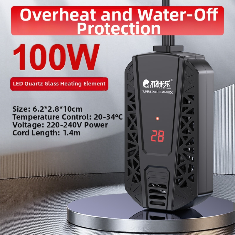 Vėžlių šildymo lazdelė su automatine temperatūros kontrole, apsauga nuo perkaitimo, apsauga nuo džiūvimo, skirta mažiems akvariumams