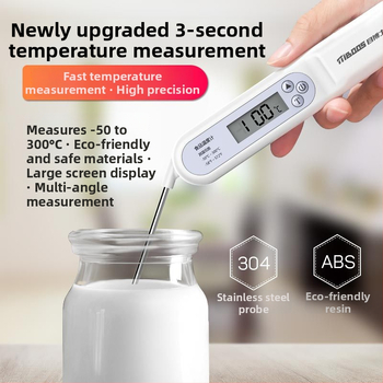 Maisto termometras su jutikline sondą – Daugiafunkcis vandeniui, aliejui ir pienui, virtuvėje, orkaitėje ir vonioje, atsparus aukštoms temperatūroms, Dr. Ahead