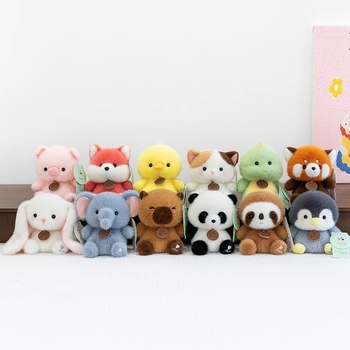 Plišane životinje – kratki pliš, PP pamuk punjenje; set s elefantom, lisicom, kapivarom i pingvinom; za 14+; unisex