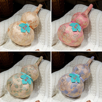 Pliušinis pagalvėgourd formos su auksinės folijos akcentu, namų dekoras augalų stiliuje, užpildas PP medvilnė, trumpas pliušas, pakuotė tinklo maiše