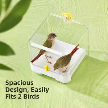 Paukščių plovimo indas su anti-pabėgimo dizainu – komplektas priedų, PET+ABS medžiaga, tinkamas mažiems paukščiams