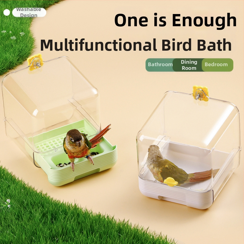 Paukščių plovimo indas su anti-pabėgimo dizainu – komplektas priedų, PET+ABS medžiaga, tinkamas mažiems paukščiams