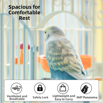 Papūgų narvas su dideliu panoraminiu erdviu, kvėpuojantis plastikinis narvas paukščiams