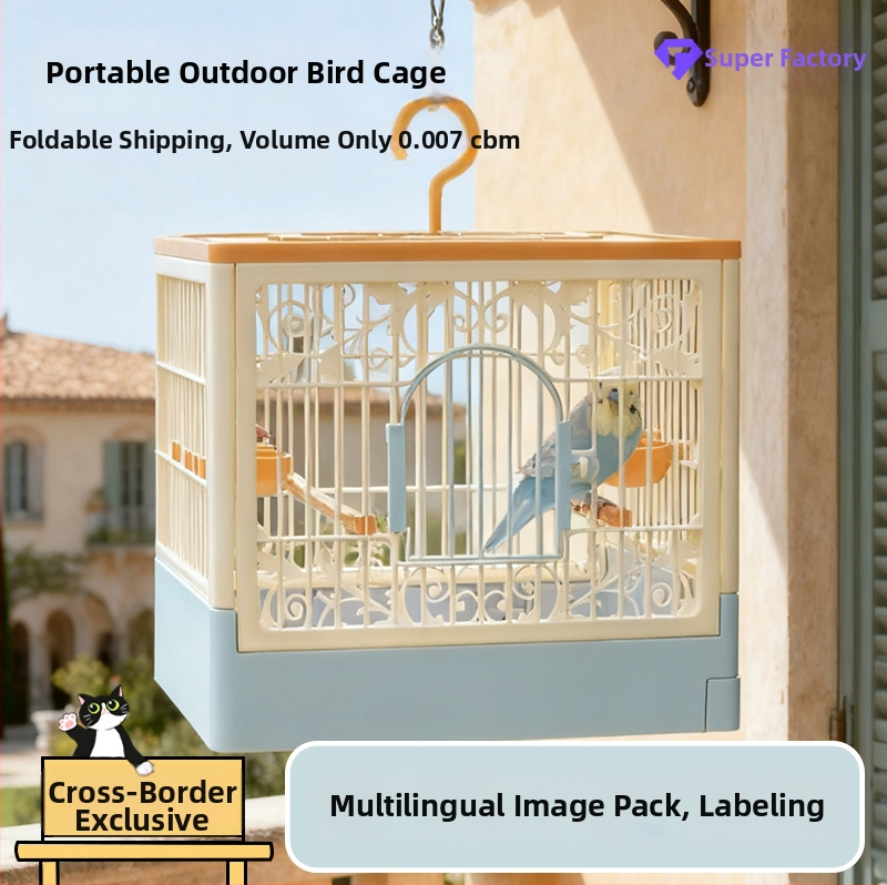 Papūgų narvas su dideliu panoraminiu erdviu, kvėpuojantis plastikinis narvas paukščiams