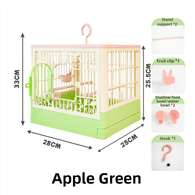 Papūgų narvas su dideliu panoraminiu erdviu, kvėpuojantis plastikinis narvas paukščiams