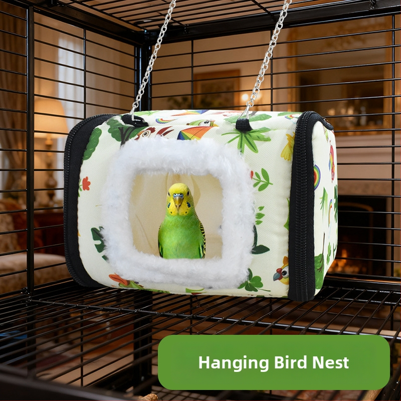 Papūgos medvilninė lizda, vieno sluoksnio, priešslidžio dizainas, universalus paukščiams, komplektuojama priedais