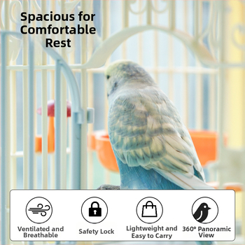 Paukščių narvas – Papūgos vila, kvėpuojantis, nešiojamas, panoraminis vaizdas, plastikas