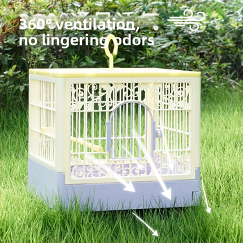 Paukščių narvas – Papūgos vila, kvėpuojantis, nešiojamas, panoraminis vaizdas, plastikas