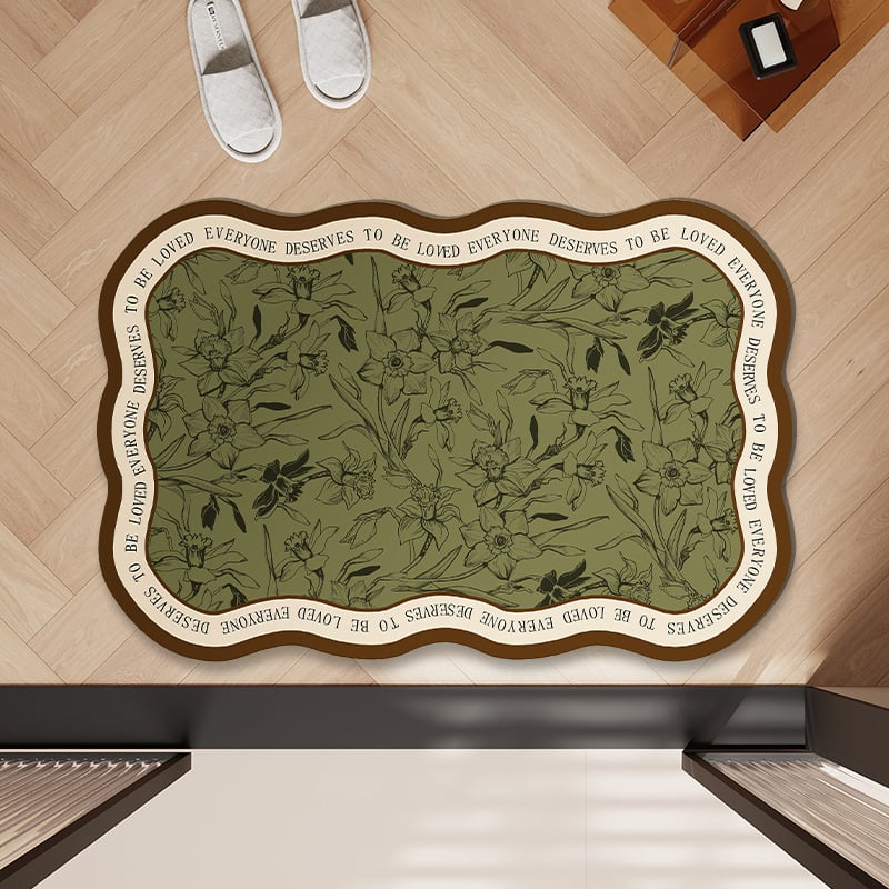 PVC килим за баня във френски стил – за вход към банята, абсорбиращ, бързосъхнещ, противохлъзващ се, миещ се