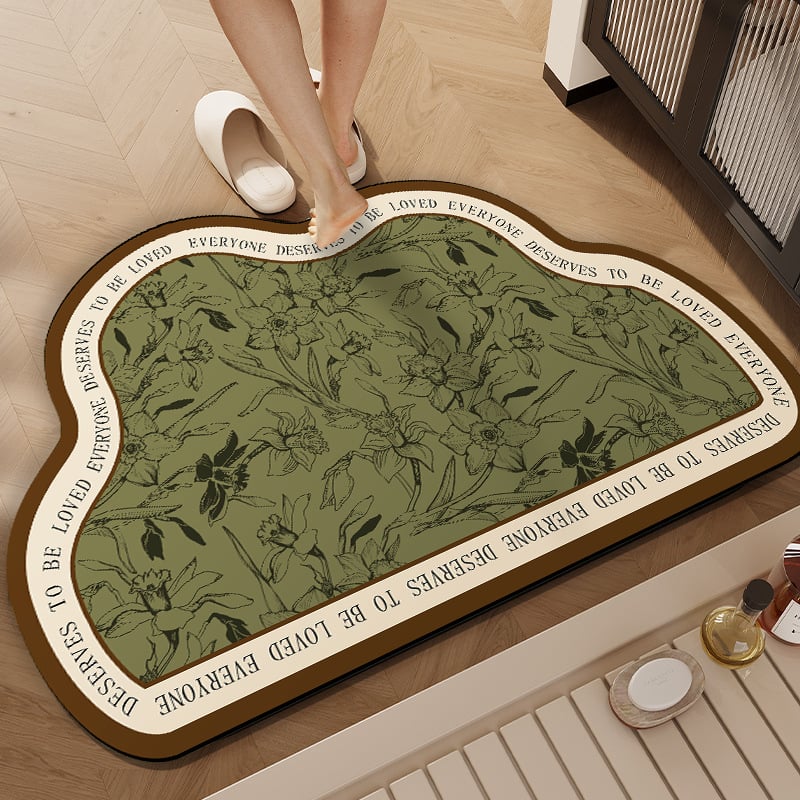 PVC килим за баня във френски стил – за вход към банята, абсорбиращ, бързосъхнещ, противохлъзващ се, миещ се