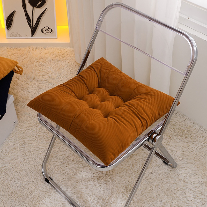 Corduroy ümmargune tooli padjak, rihmadega, paksenenud ja tihedalt kootud, täidis polüestri kiududest